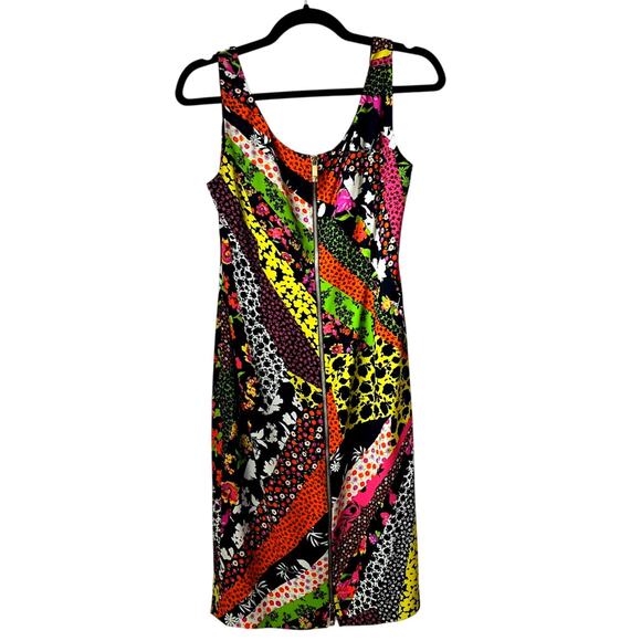 Versace Sleeveless Scoop Neck Dress Floral Stripe Pattern Size IT 42 US 6 - Picture 2 of 6